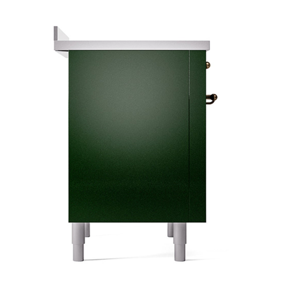 ILVE 36-Inch Nostalgie II Induction Range with Solid Door Oven in Emerald Green with Chrome Trim (UPI366QNMPEGC)