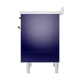 ILVE 36-Inch Nostalgie II Induction Range with Solid Door Oven in Midnight Blue with Brass Trim (UPI366QNMPMBG)
