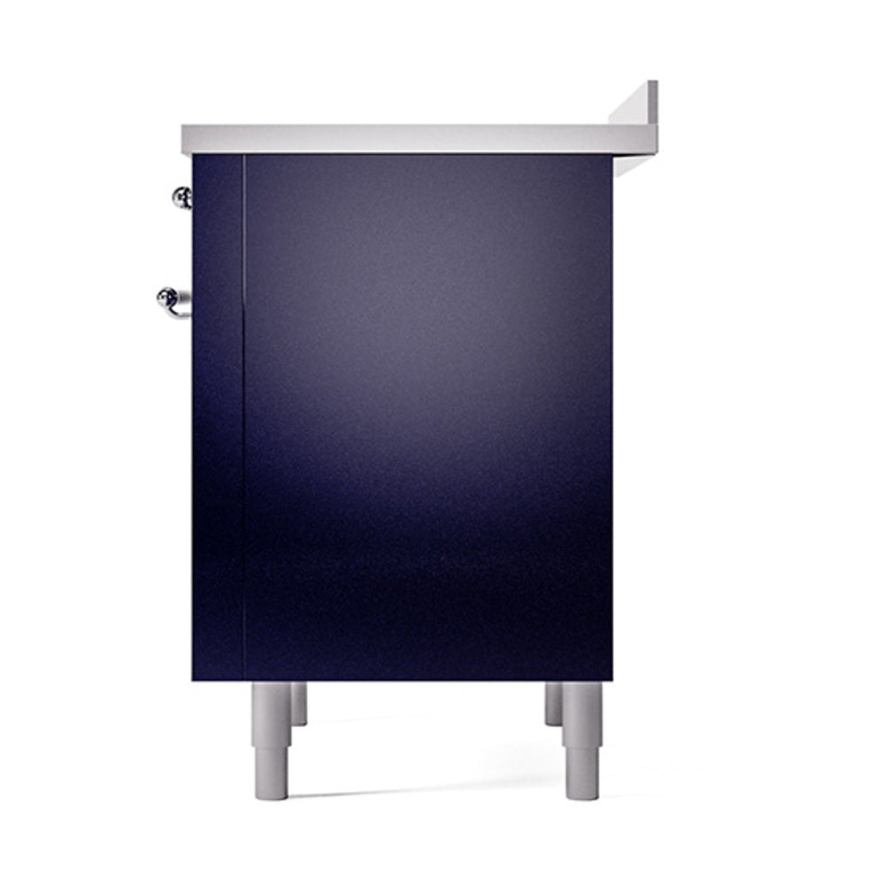 ILVE 36-Inch Nostalgie II Induction Range with Solid Door Oven in Matte Graphite in Chrome Trim (UPI366QNMPMGC)