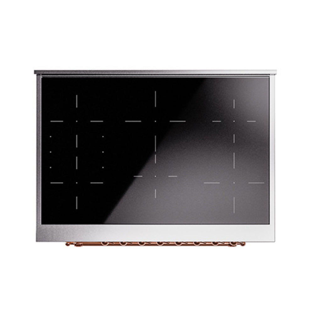 ILVE 36-Inch Nostalgie II Induction Range with Solid Door Oven in Matte Graphite with Copper Trim (UPI366QNMPMGP)