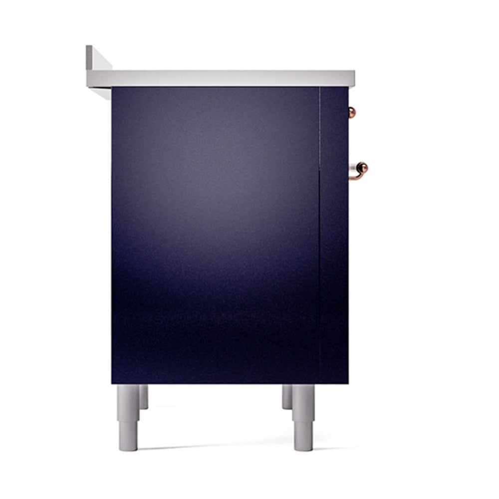 ILVE 36-Inch Nostalgie II Induction Range with Solid Door Oven in Matte Graphite with Copper Trim (UPI366QNMPMGP)