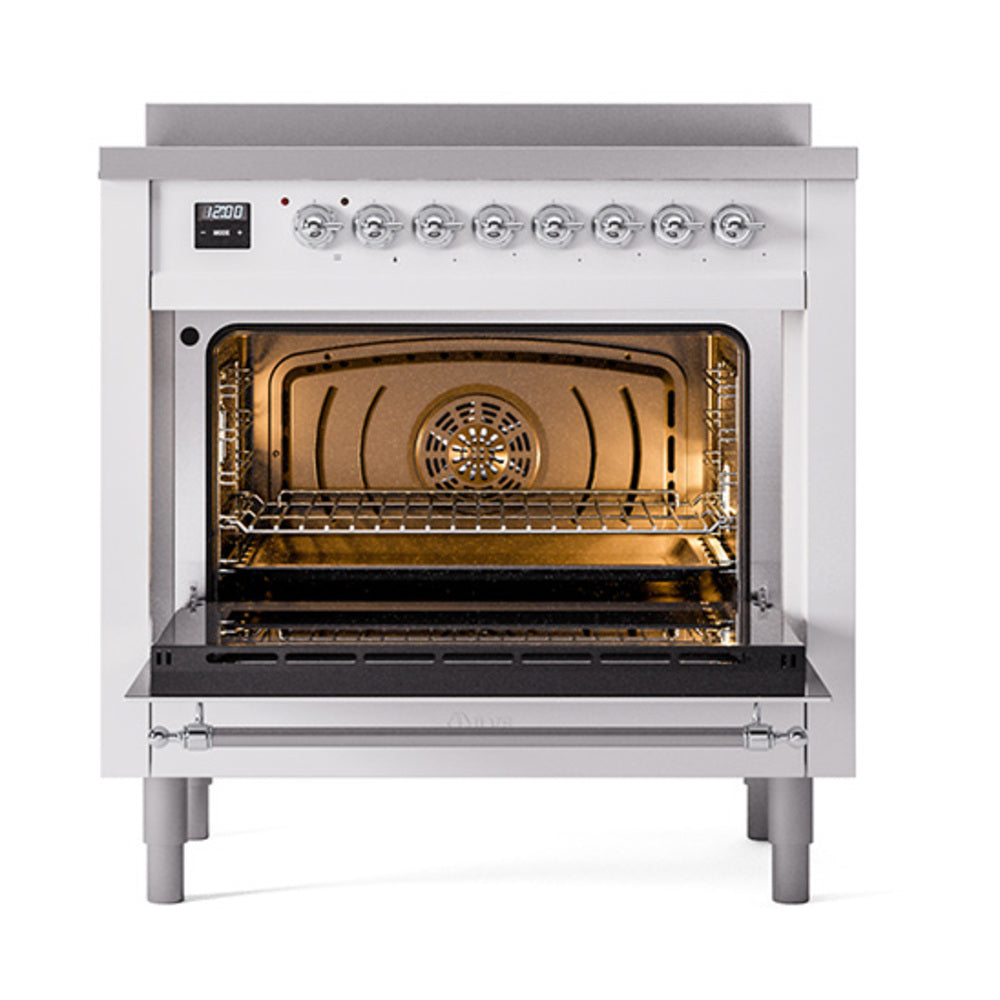 ILVE 36-Inch Nostalgie II Induction Range with Solid Door Oven in Custom RAL with Chrome Trim (UPI366QNMPRAC)