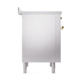 ILVE 36-Inch Nostalgie II Induction Range with Solid Door Oven in Stainless Steel with Brass Trim (UPI366QNMPSSG)