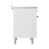 ILVE 36-Inch Nostalgie II Induction Range with Solid Door Oven in White with Brass Trim (UPI366QNMPWHG)