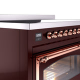 ILVE Nostalgie II Noblesse 48-Inch Induction Range with Triple Glass Door in Burgundy with Copper Trim (UNI486NMPBUP)