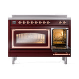 ILVE Nostalgie II Noblesse 48-Inch Induction Range with Triple Glass Door in Burgundy with Copper Trim (UNI486NMPBUP)