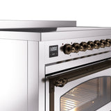 ILVE Nostalgie II Noblesse 48-Inch Induction Range with Triple Glass Door in Stainless Steel with Bronze Trim (UNI486NMPSSB)