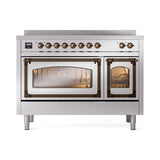 ILVE Nostalgie II Noblesse 48-Inch Induction Range with Triple Glass Door in Stainless Steel with Bronze Trim (UNI486NMPSSB)