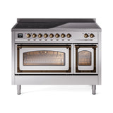 ILVE Nostalgie II Noblesse 48-Inch Induction Range with Triple Glass Door in Stainless Steel with Bronze Trim (UNI486NMPSSB)