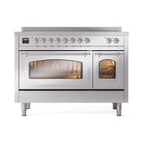 ILVE Nostalgie II Noblesse 48-Inch Induction Range with Triple Glass Door in Stainless Steel with Chrome Trim (UNI486NMPSSC)