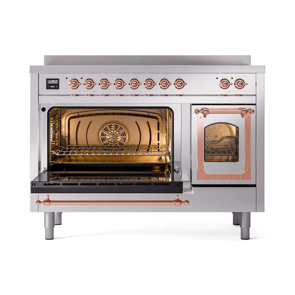 ILVE Nostalgie II Noblesse 48-Inch Induction Range with Triple Glass Door in Stainless Steel with Copper Trim (UNI486NMPSSP)