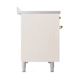 ILVE 48-Inch Nostalgie II Induction Range with Solid Door Oven in Antique White with Brass Trim (UPI486QNMPAWG)