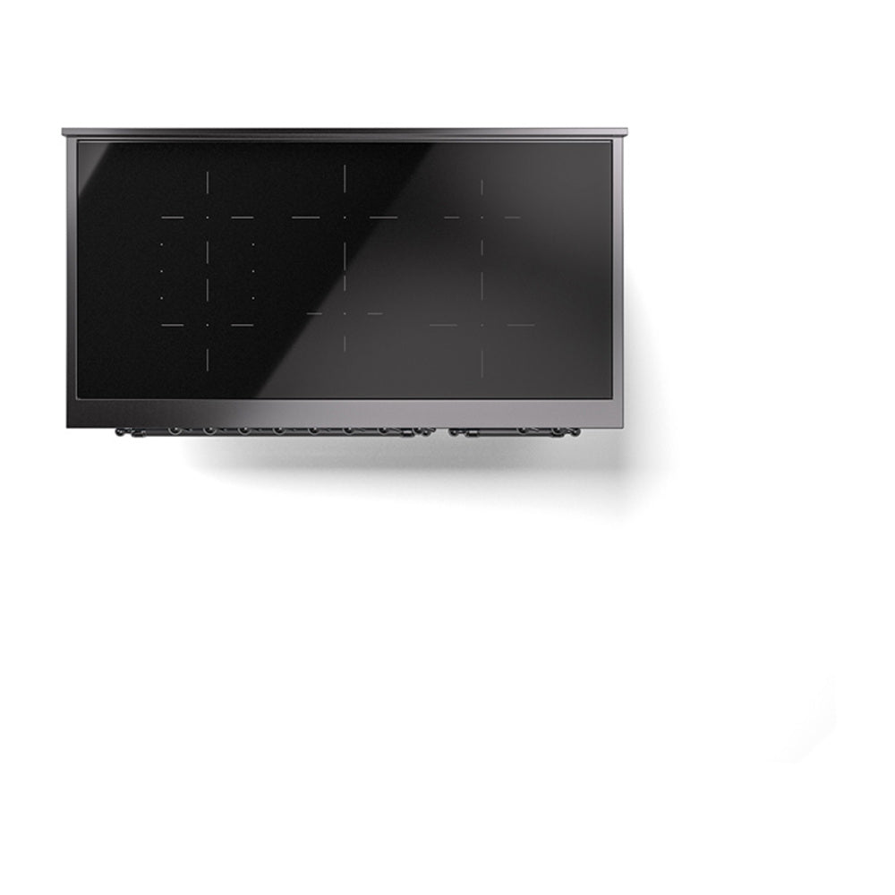 ILVE 48-Inch Nostalgie II Induction Range with Solid Door Oven in Blue Grey with Chrome Trim (UPI486QNMPBGC)