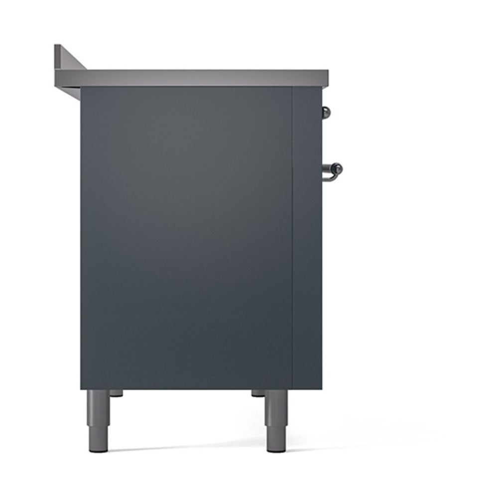 ILVE 48-Inch Nostalgie II Induction Range with Solid Door Oven in Blue Grey with Chrome Trim (UPI486QNMPBGC)