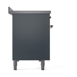 ILVE 48-Inch Nostalgie II Induction Range with Solid Door Oven in Blue Grey with Copper Trim (UPI486QNMPBGP)