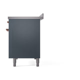 ILVE 48-Inch Nostalgie II Induction Range with Solid Door Oven in Blue Grey with Copper Trim (UPI486QNMPBGP)