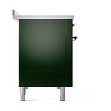ILVE 48-Inch Nostalgie II Induction Range with Solid Door Oven in Emerald Green with Bronze Trim (UPI486QNMPEGB)