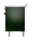 ILVE 48-Inch Nostalgie II Induction Range with Solid Door Oven in Emerald Green with Bronze Trim (UPI486QNMPEGB)