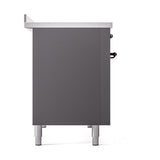 ILVE 48-Inch Nostalgie II Induction Range with Solid Door Oven in Matte Graphite with Bronze Trim (UPI486QNMPMGB)