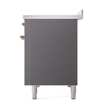 ILVE 48-Inch Nostalgie II Induction Range with Solid Door Oven in Matte Graphite with Copper Trim (UPI486QNMPMGP)