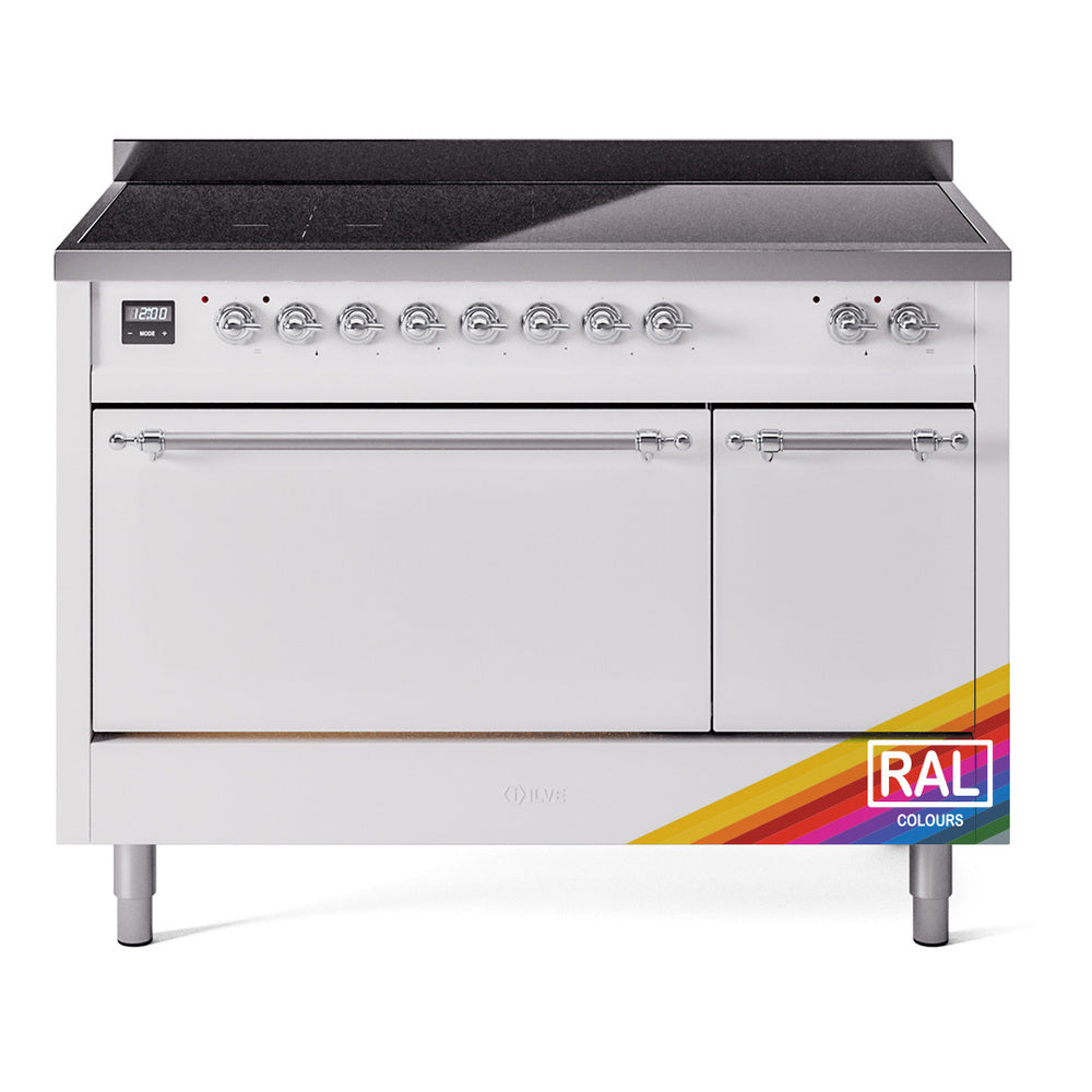 ILVE 48-Inch Nostalgie II Induction Range with Solid Door Oven in Custom RAL with Chrome Trim (UPI486QNMPRAC)