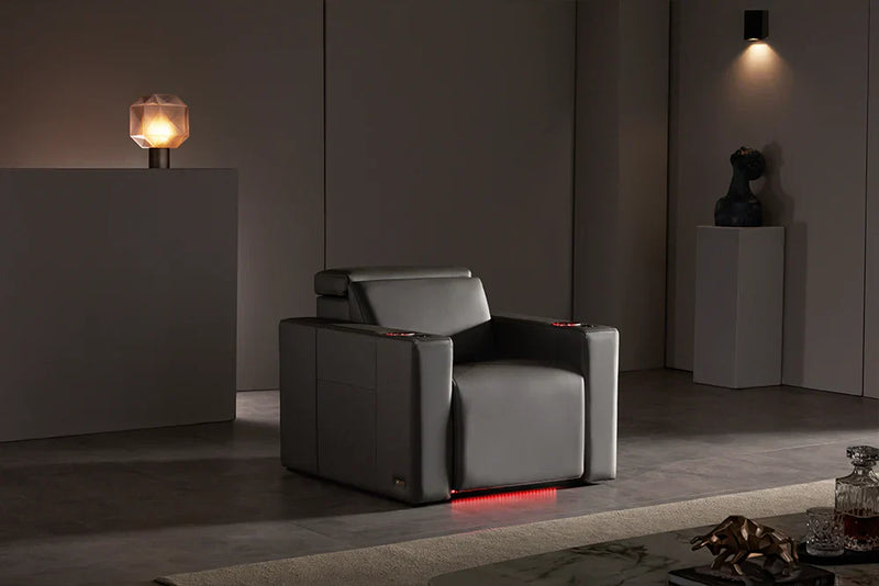 Valencia Barcelona Ultimate Leather Home Theater Seating Row of 3, Graphite