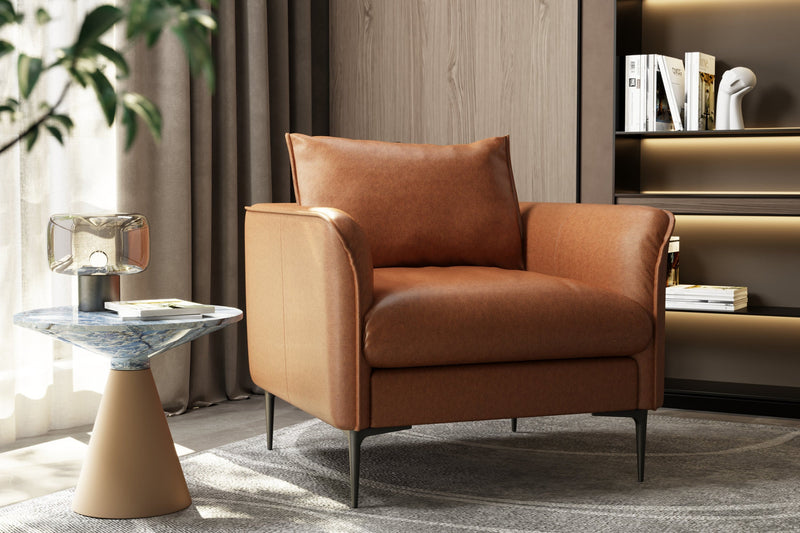 Valencia Jasper Leather Accent Chair, Cognac Color