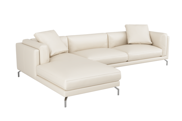 Valencia Zadar Leather Sofa with Left Chaise, Beige