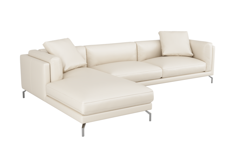 Valencia Zadar Leather Sofa with Left Chaise, Beige