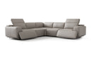 Valencia Valentina Leather Sectional L-Shape Recliner Sofa, Light Grey