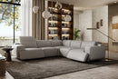 Valencia Valentina Leather Sectional L-Shape Recliner Sofa, Light Grey