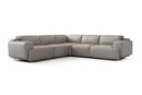 Valencia Valentina Leather Sectional L-Shape Recliner Sofa, Light Grey