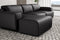 Valencia Valentina Leather Three Seats with Left Chaise Recliner Sofa, Black