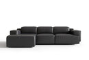 Valencia Valentina Leather Three Seats with Left Chaise Recliner Sofa, Black