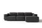 Valencia Valentina Leather Three Seats with Right Chaise Recliner Sofa, Black