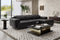 Valencia Valentina Leather Three Seats with Right Chaise Recliner Sofa, Black