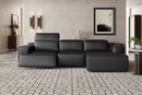Valencia Valentina Leather Three Seats with Right Chaise Recliner Sofa, Black