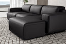 Valencia Valentina Leather Three Seats with Right Chaise Recliner Sofa, Black