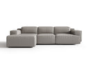 Valencia Valentina Leather Three Seats with Left Chaise Recliner Sofa, Light Grey