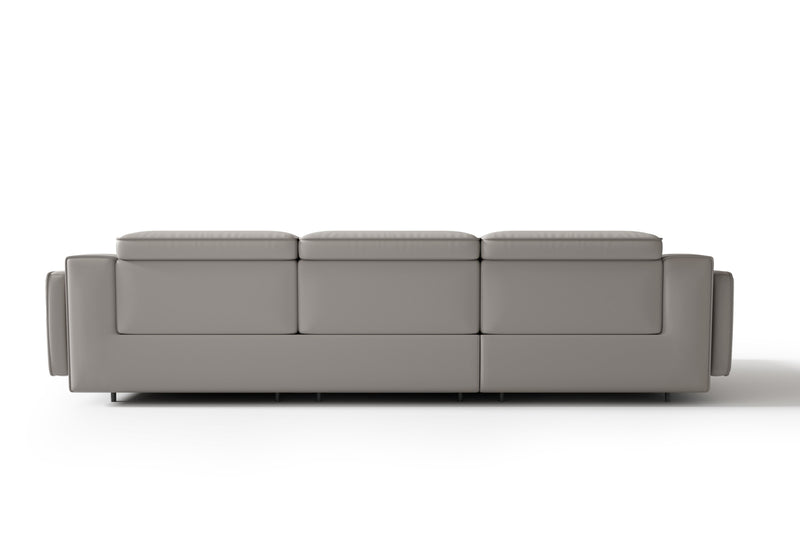 Valencia Valentina Leather Three Seats with Left Chaise Recliner Sofa, Light Grey
