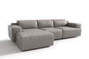 Valencia Valentina Leather Three Seats with Left Chaise Recliner Sofa, Light Grey