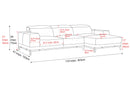 Valencia Valletta Top Grain Leather Three Seats with Right Chaise Sofa, Beige