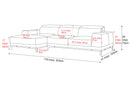 Valencia Valletta Top Grain Leather Three Seats with Left Chaise Sofa, Cognac