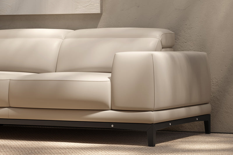 Valencia Valletta Top Grain Leather L-Shape with Left Chaise Sofa, Beige