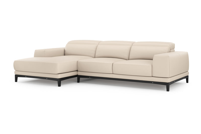 Valencia Valletta Top Grain Leather Three Seats with Left Chaise Sofa, Beige