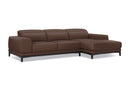 Valencia Valletta Top Grain Leather Three Seats with Right Chaise Sofa, Dark Brown
