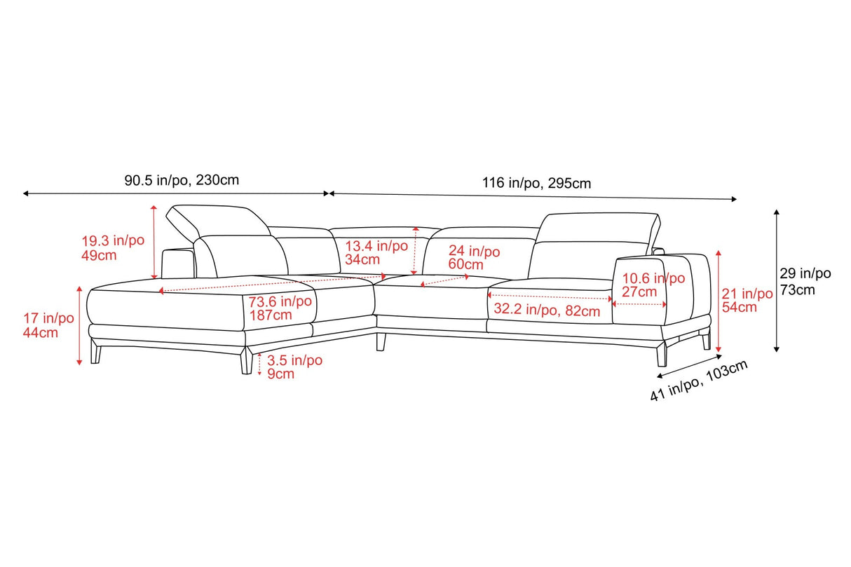 Valletta Leather Corner Sectional Sofa