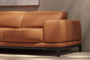 Valencia Valletta Top Grain Leather Sectional L-Shape with Left Chaise Sofa, Cognac