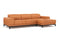 Valencia Valletta Top Grain Leather Three Seats with Right Chaise Sofa, Cognac