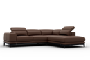 Valencia Valletta Top Grain Leather Sofa, L-Shape with Right Chaise, Dark Brown